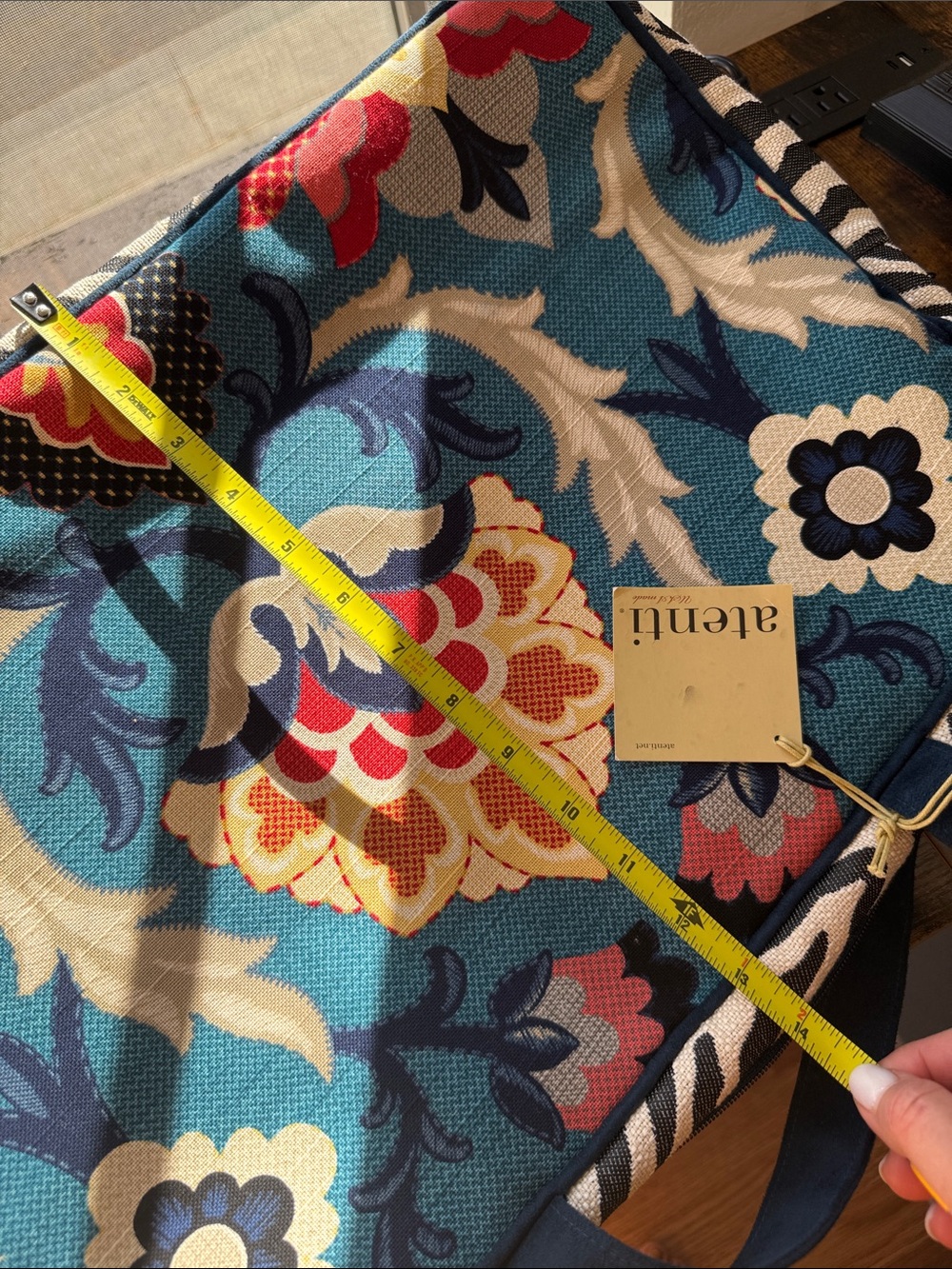 Atenti Blue Floral Patterned Travel Cosmetic Bag - Picture 5 of 9